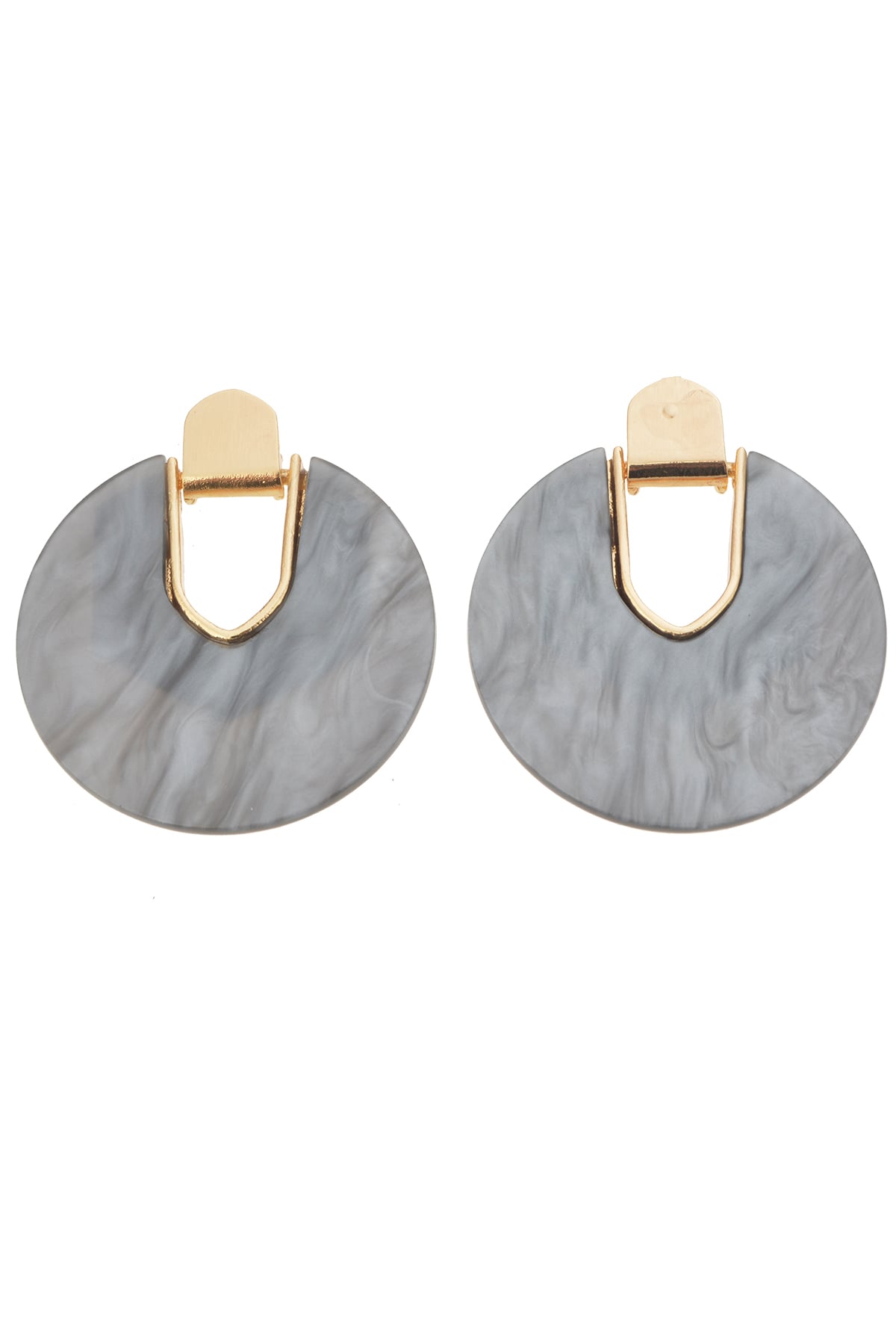 Gri Gold Daire Küpe