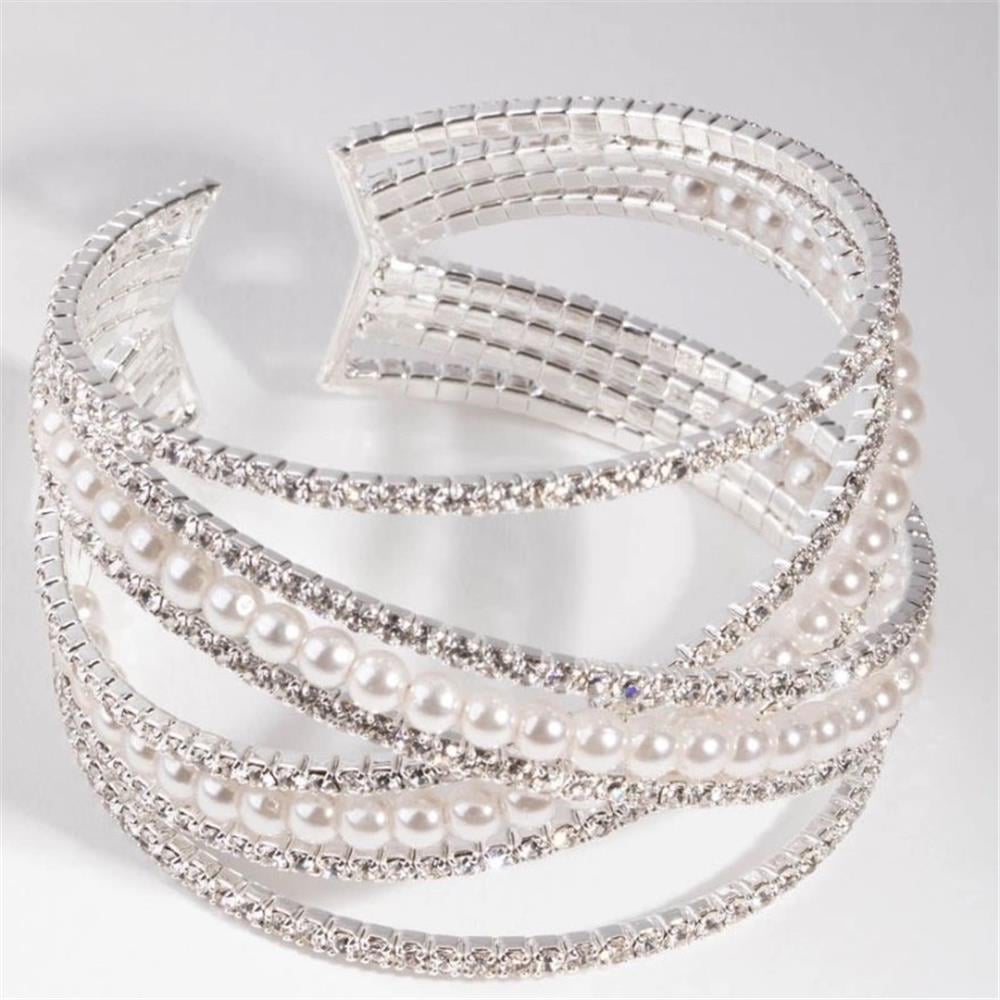 İncili Kristalli Çapraz Bileklik