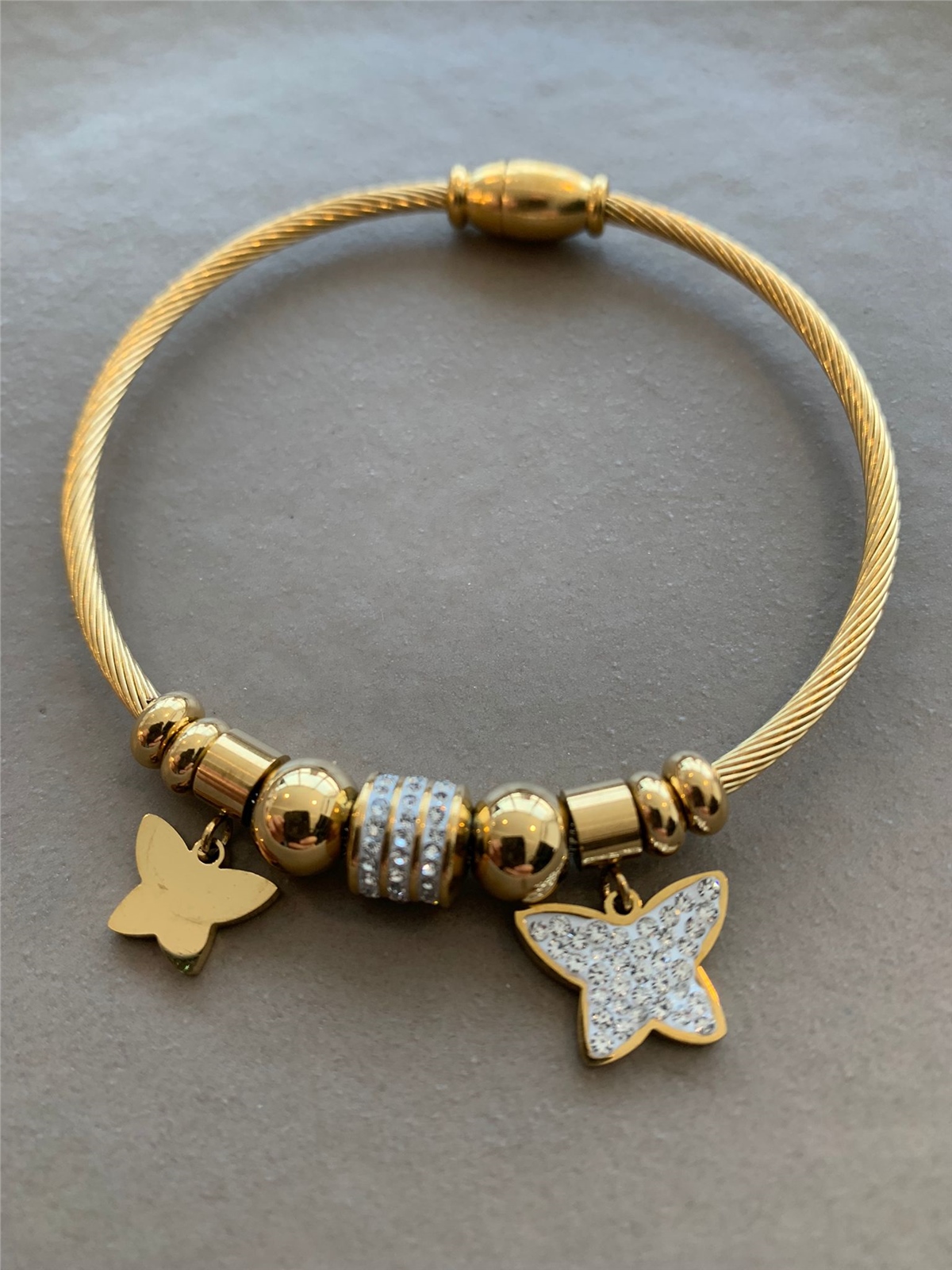 Kelebek Figürlü Çelik Charm Bileklik