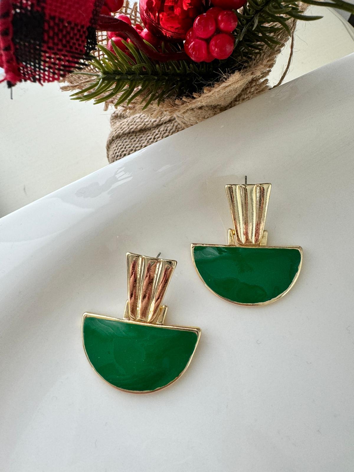 Koyu Yeşil Vintage Küpe