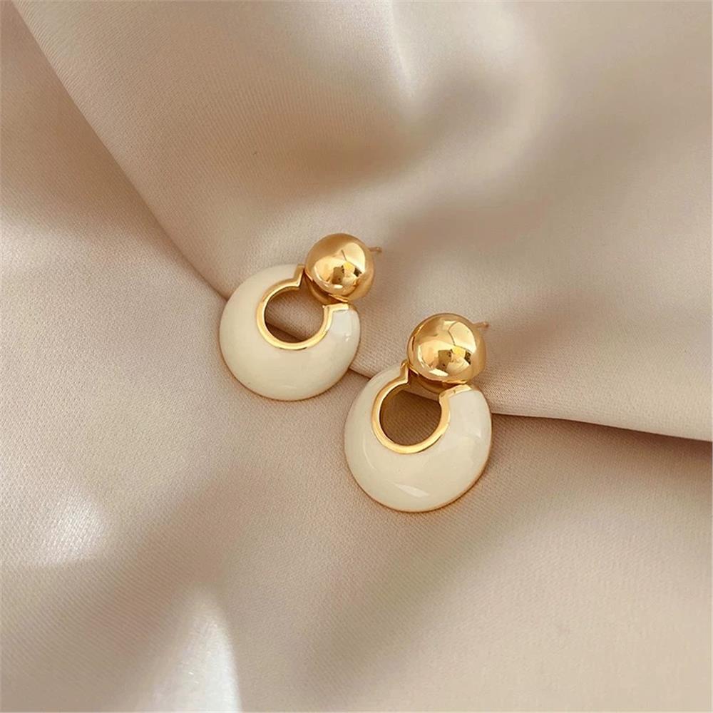 Krem Gold Vintage Daire Küpe