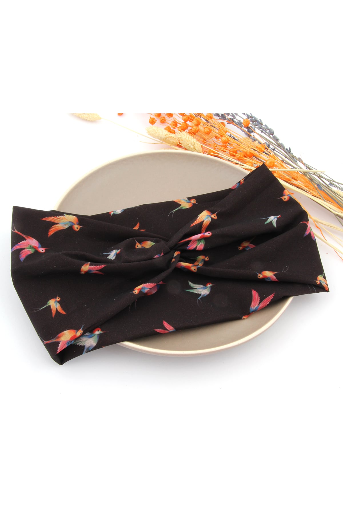Kuş Desenli Çapraz Bandana