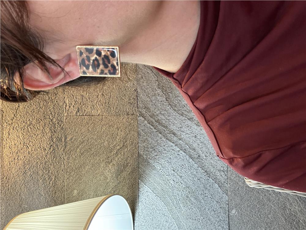 Leopar Dikdörtgen Küpe