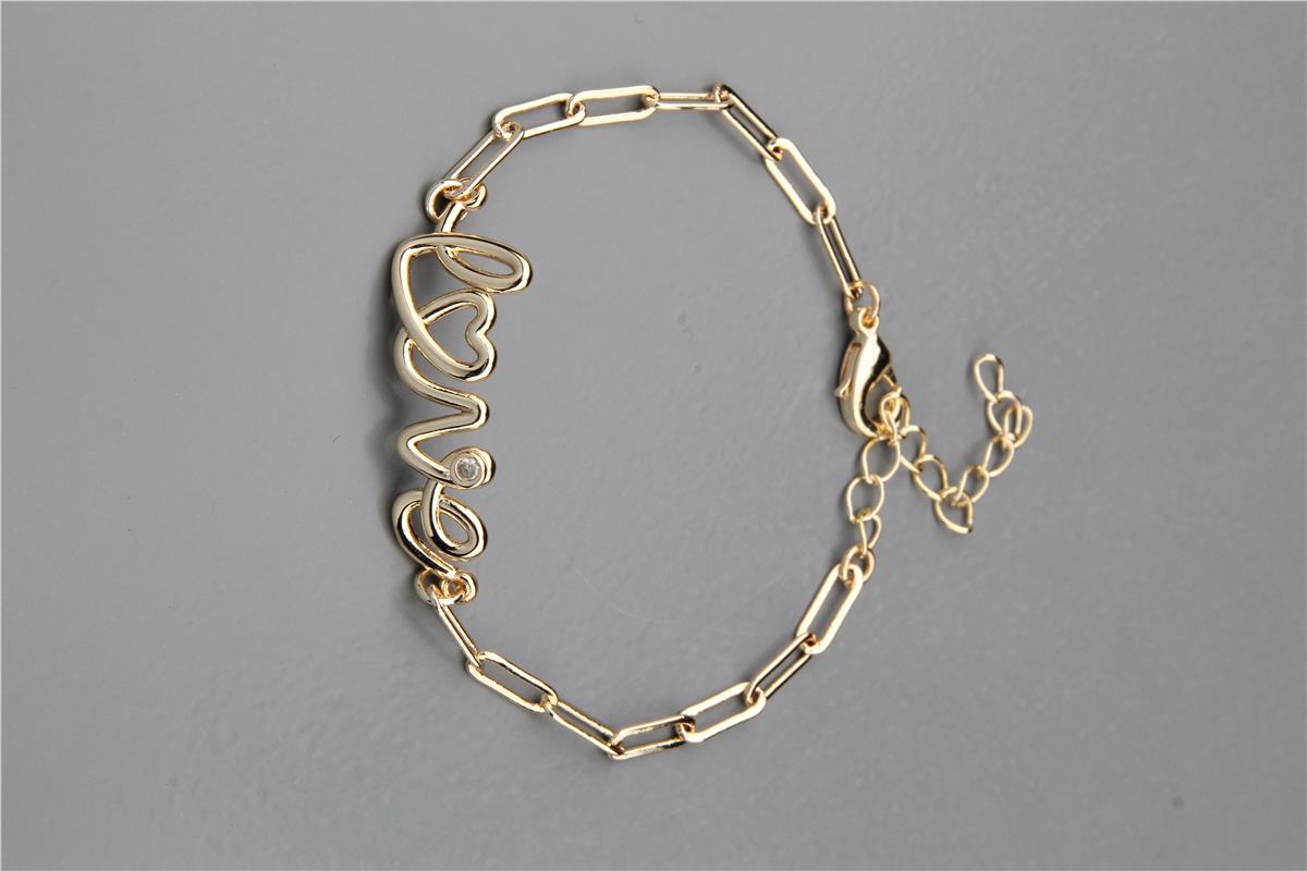 Love Yazılı Tek Taşlı Bileklik