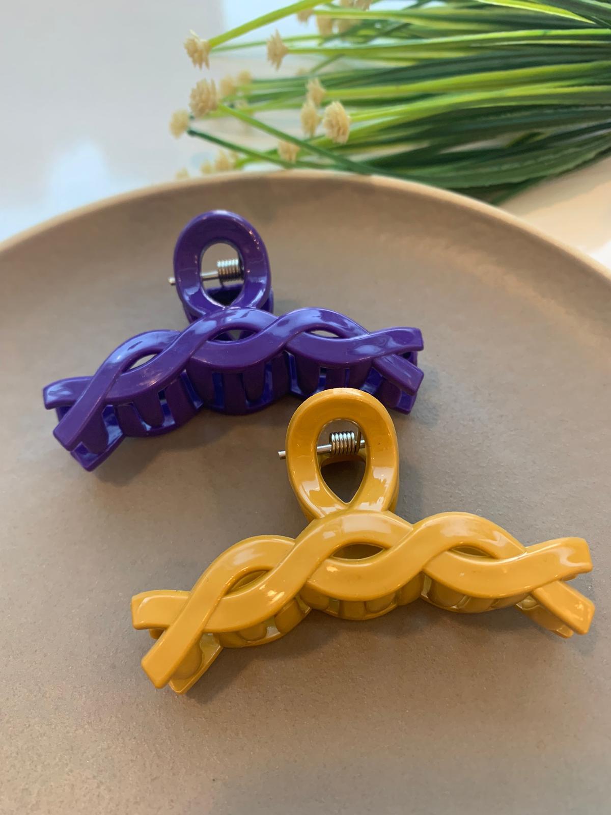 Mor Sarı Sarmal İkili Toka Seti