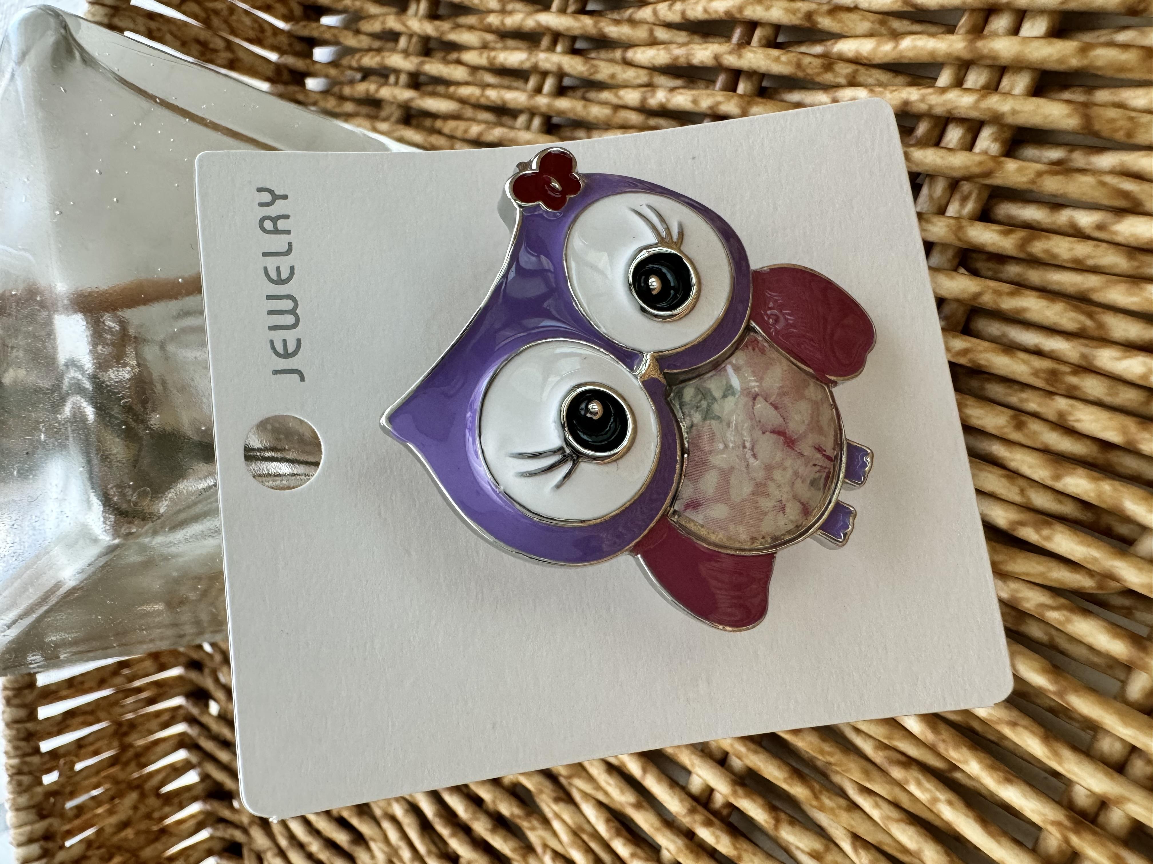 Mor Sevimli Baykuş Broş