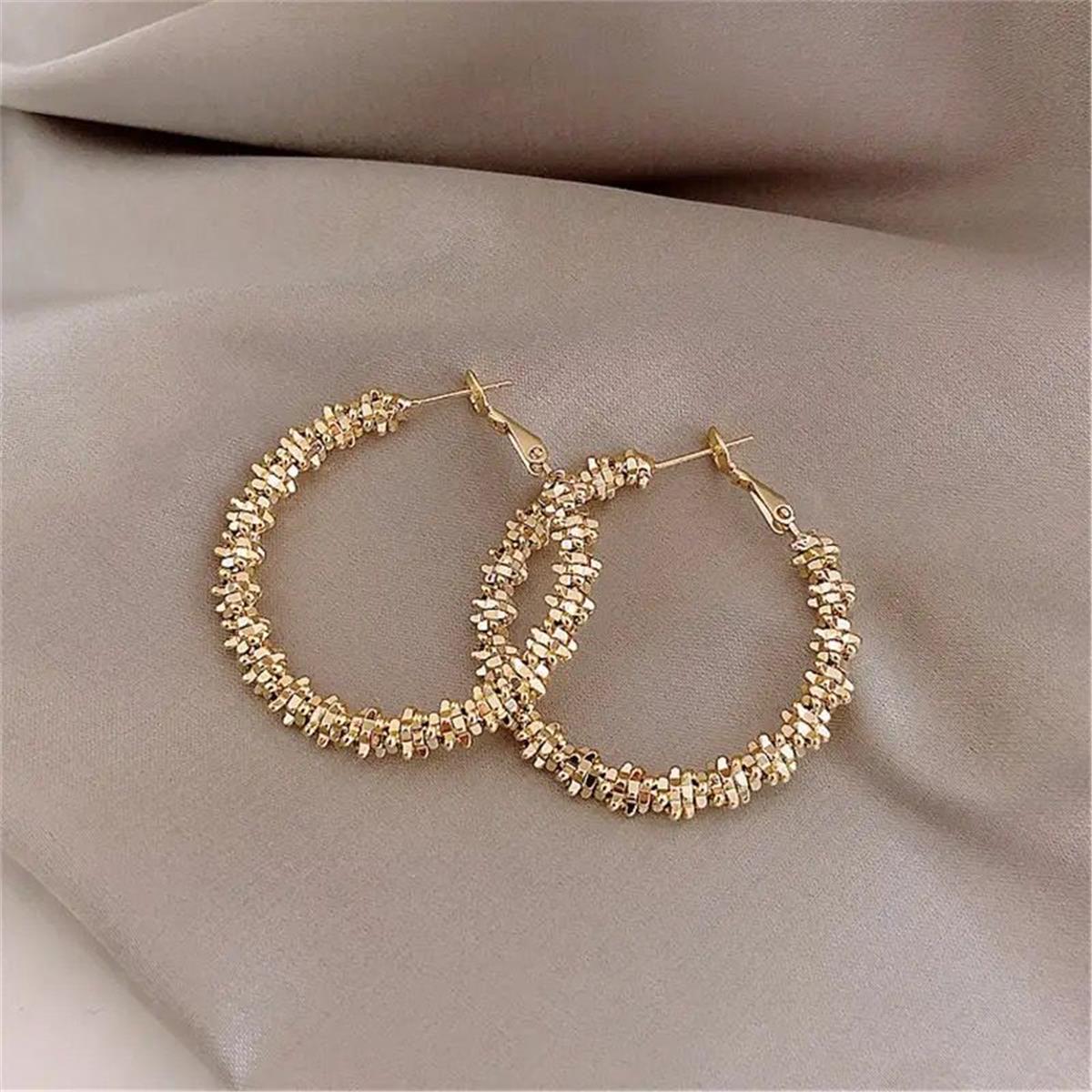 Parlak Gold Halka Küpe