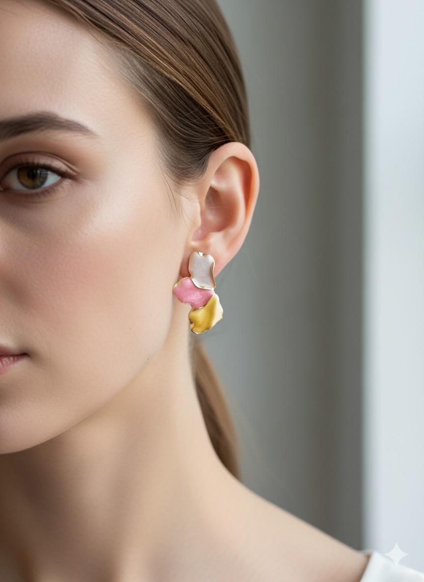 Pastel Renkli Yaprak Küpe