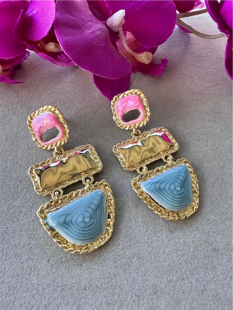 Pembe Mavi Gold Küpe