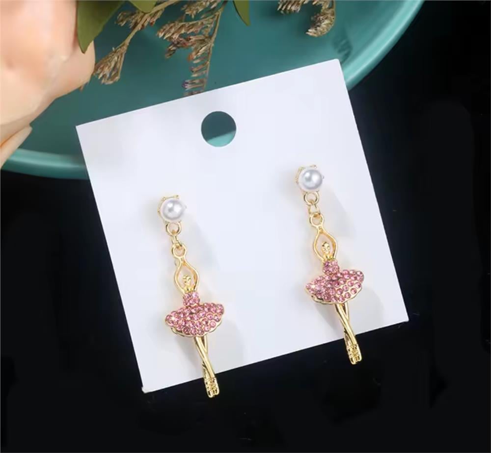 Pembe Taşlı Balerin Kız Küpe