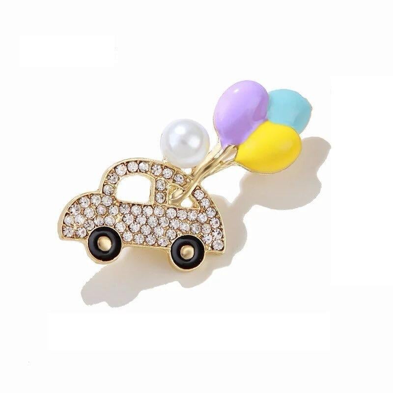 Renkli Balonlu Araba Broş