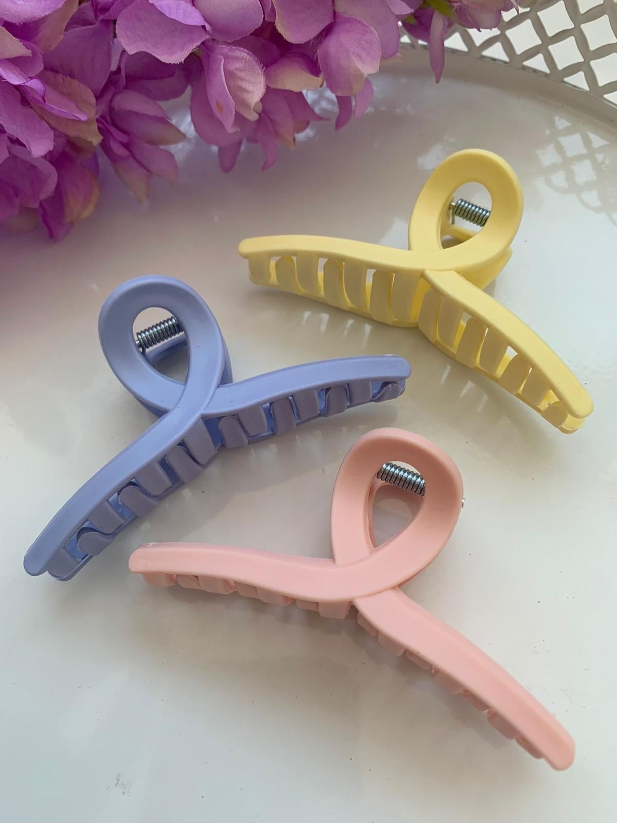 Sarı Lila Pembe Pastel 3 lü Düğüm Toka