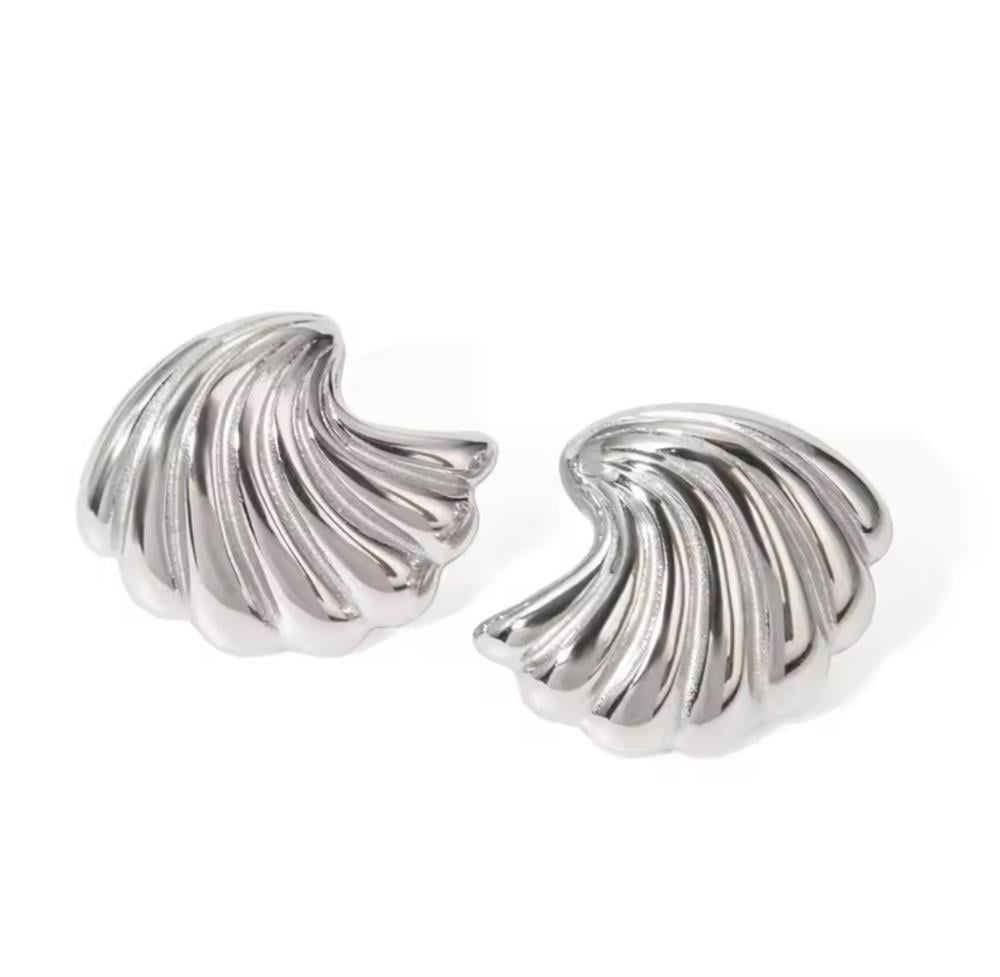 Silver Çizgili Kıvrımlı Küpe