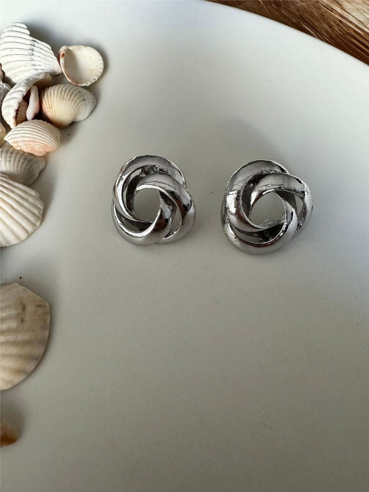 Silver İçiçe Geçmiş Vintage Düğme Küpe