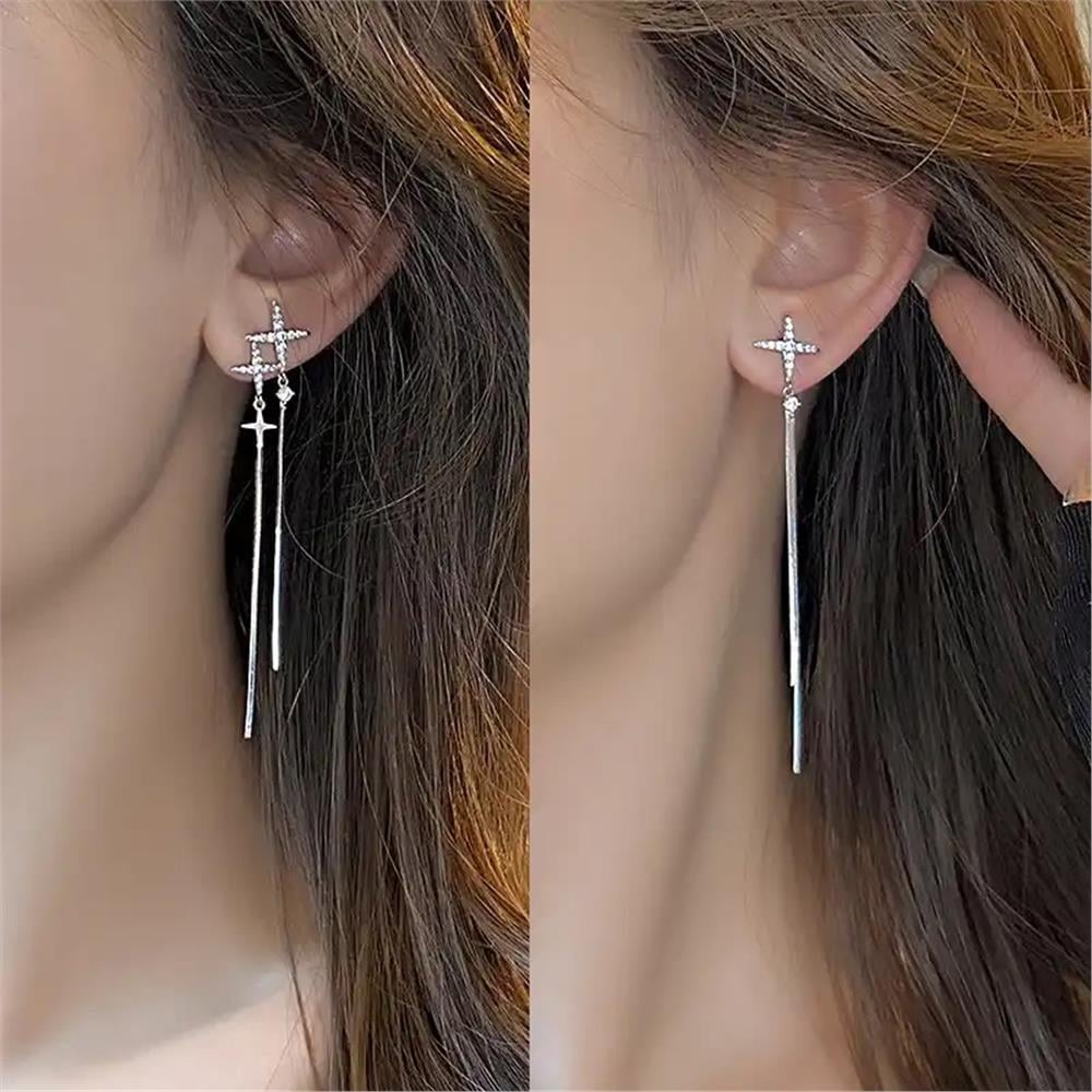 Silver Kuzey Yıldızlı Sallantılı Küpe