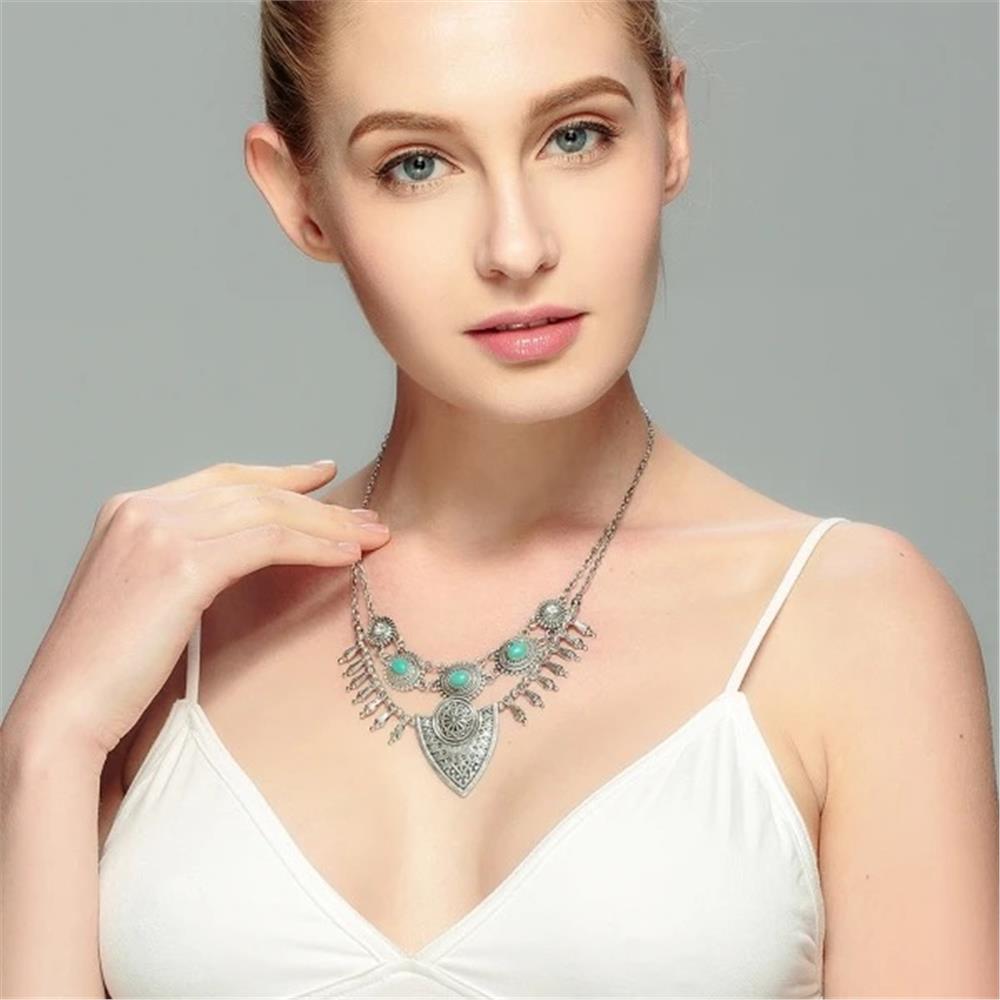 Silver Otantik Turkuaz Taşlı Kolye