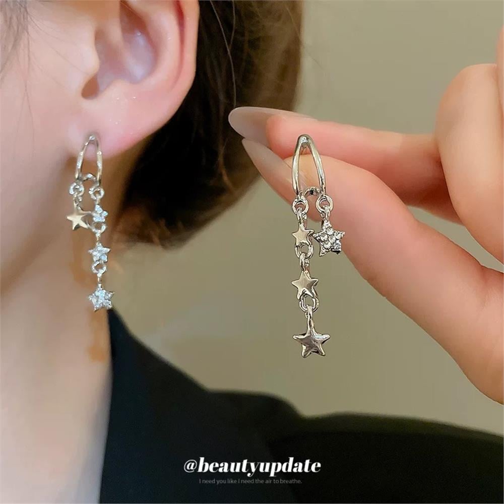 Silver Taşlı Yıldız Küpe