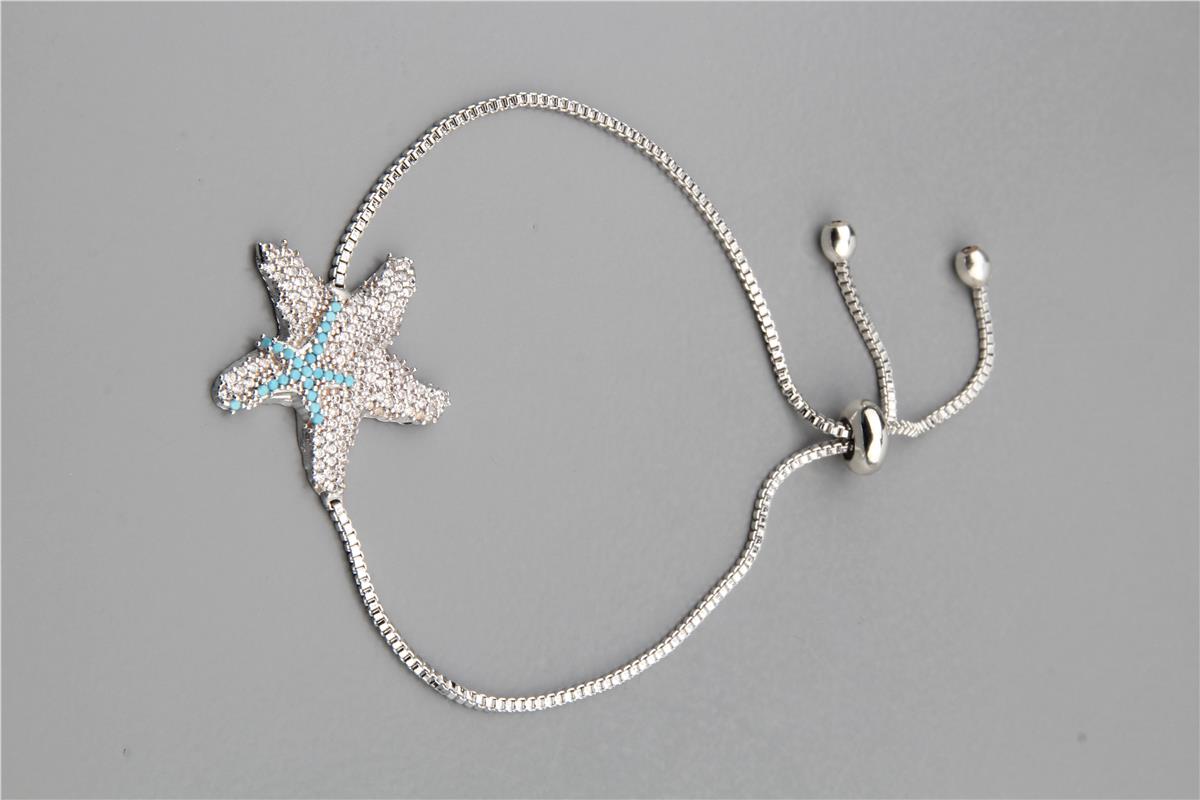 Silver Zirkon Deniz Yıldızı Asansörlü Bileklik