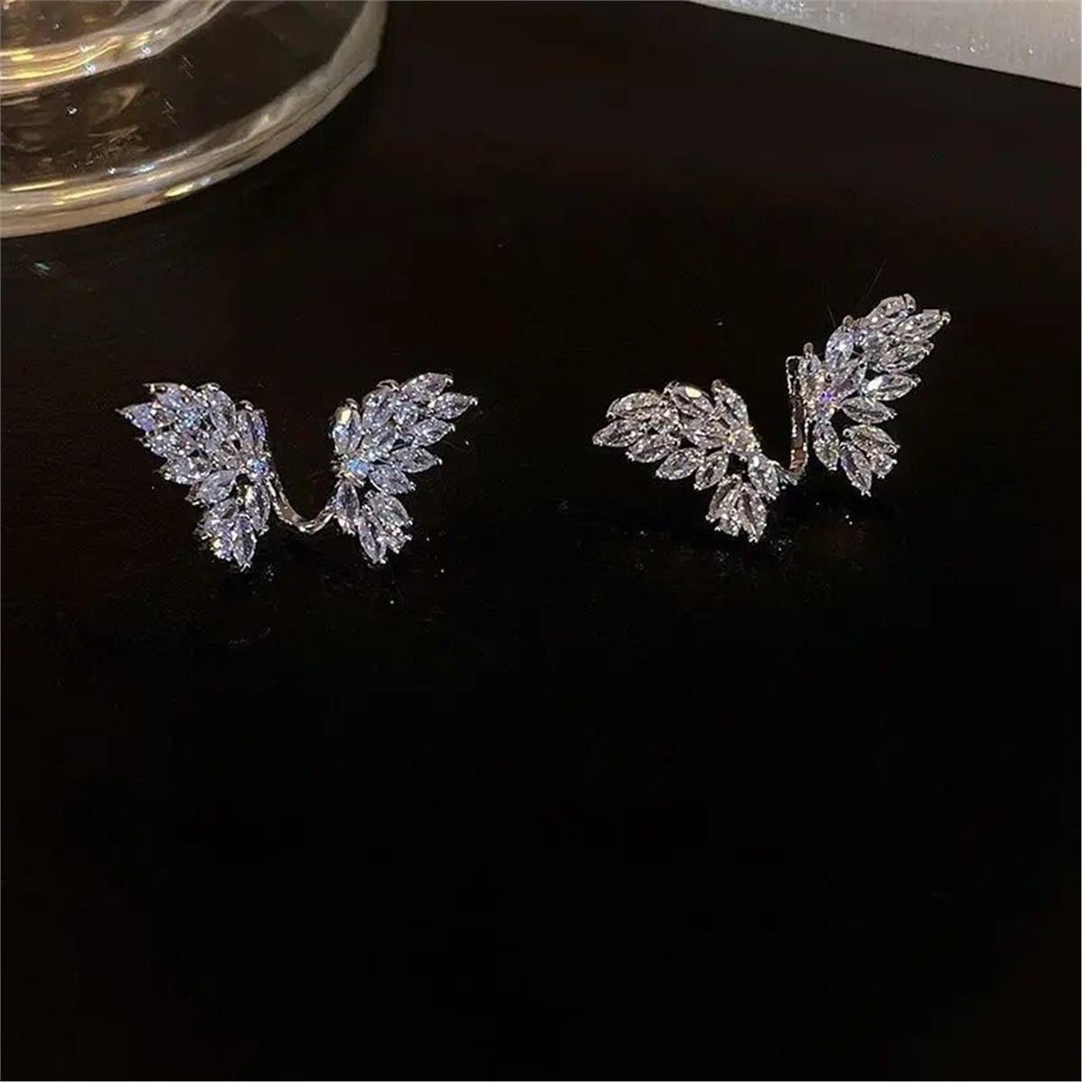 Silver Zirkon Taşlı Kelebek Küpe