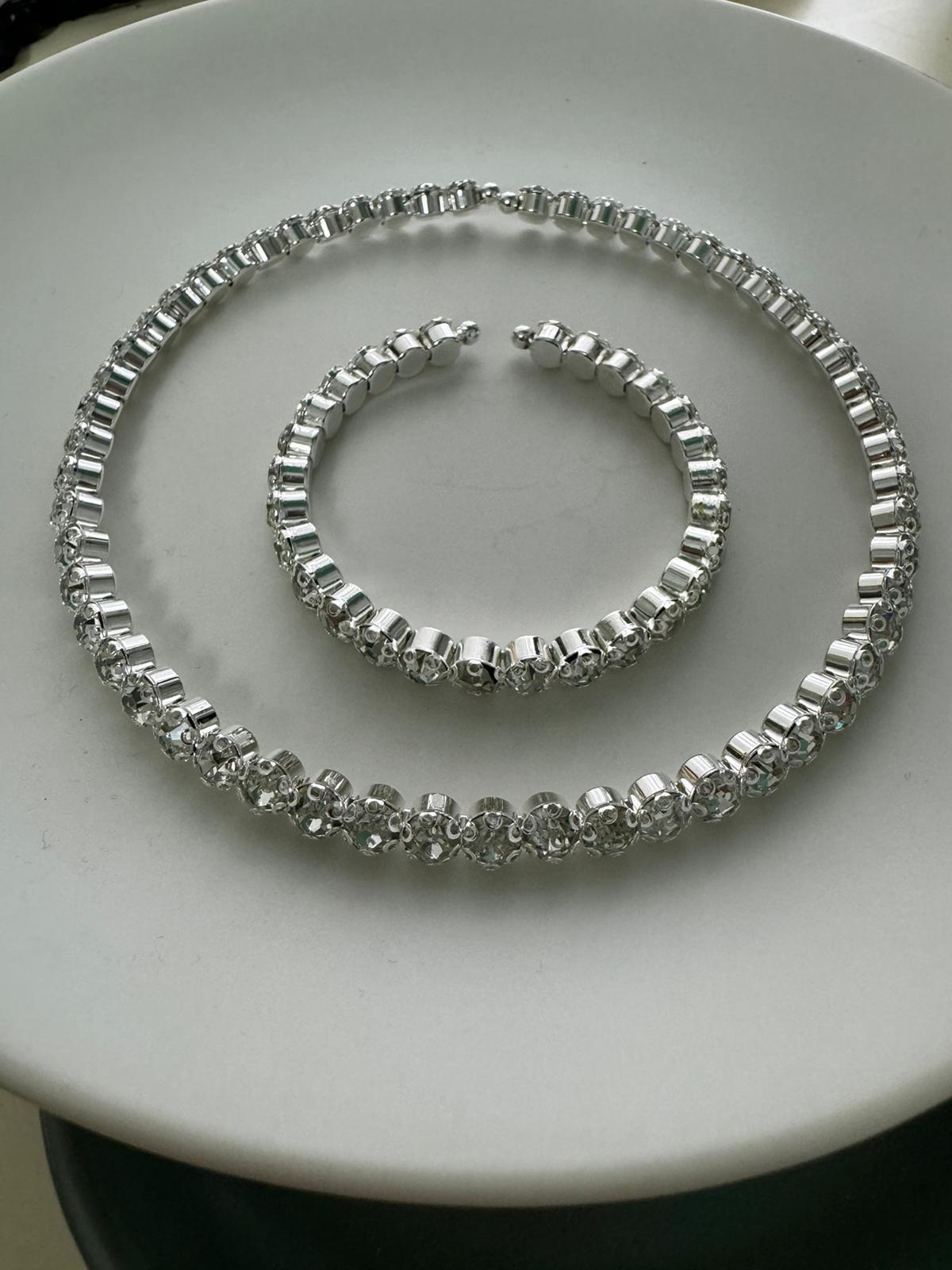 Silver Zirkon Taşlı Kolye Bileklik Seti