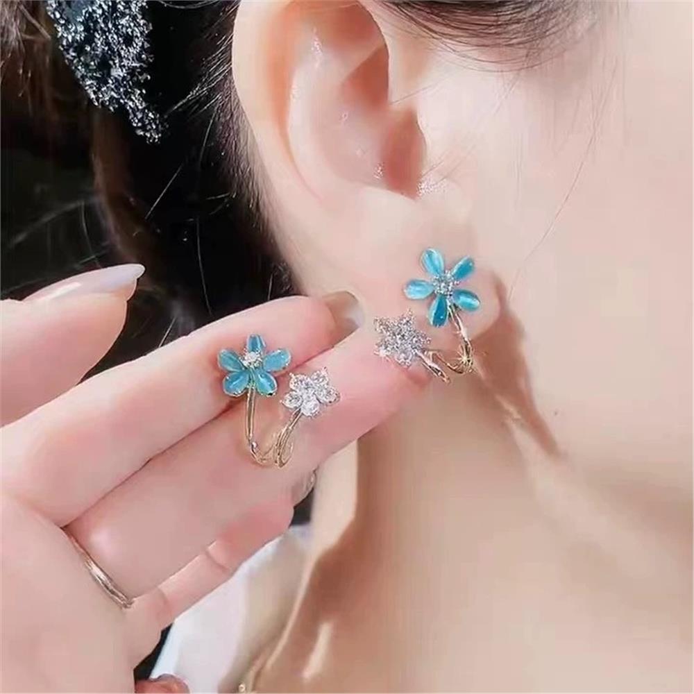 Turkuaz Çiçek Küpe