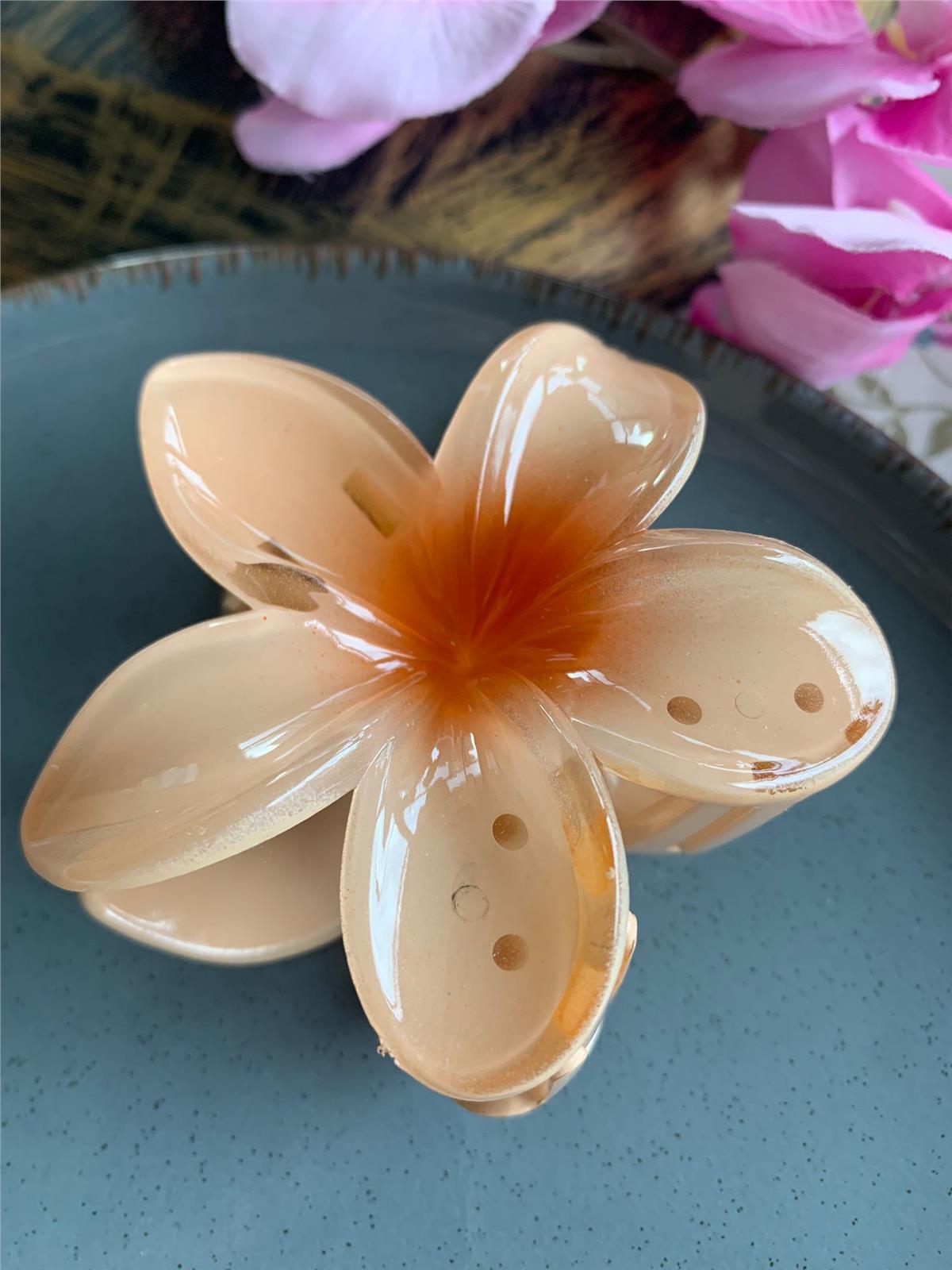 Turuncu Plumeria Çiçeği Mandal Toka
