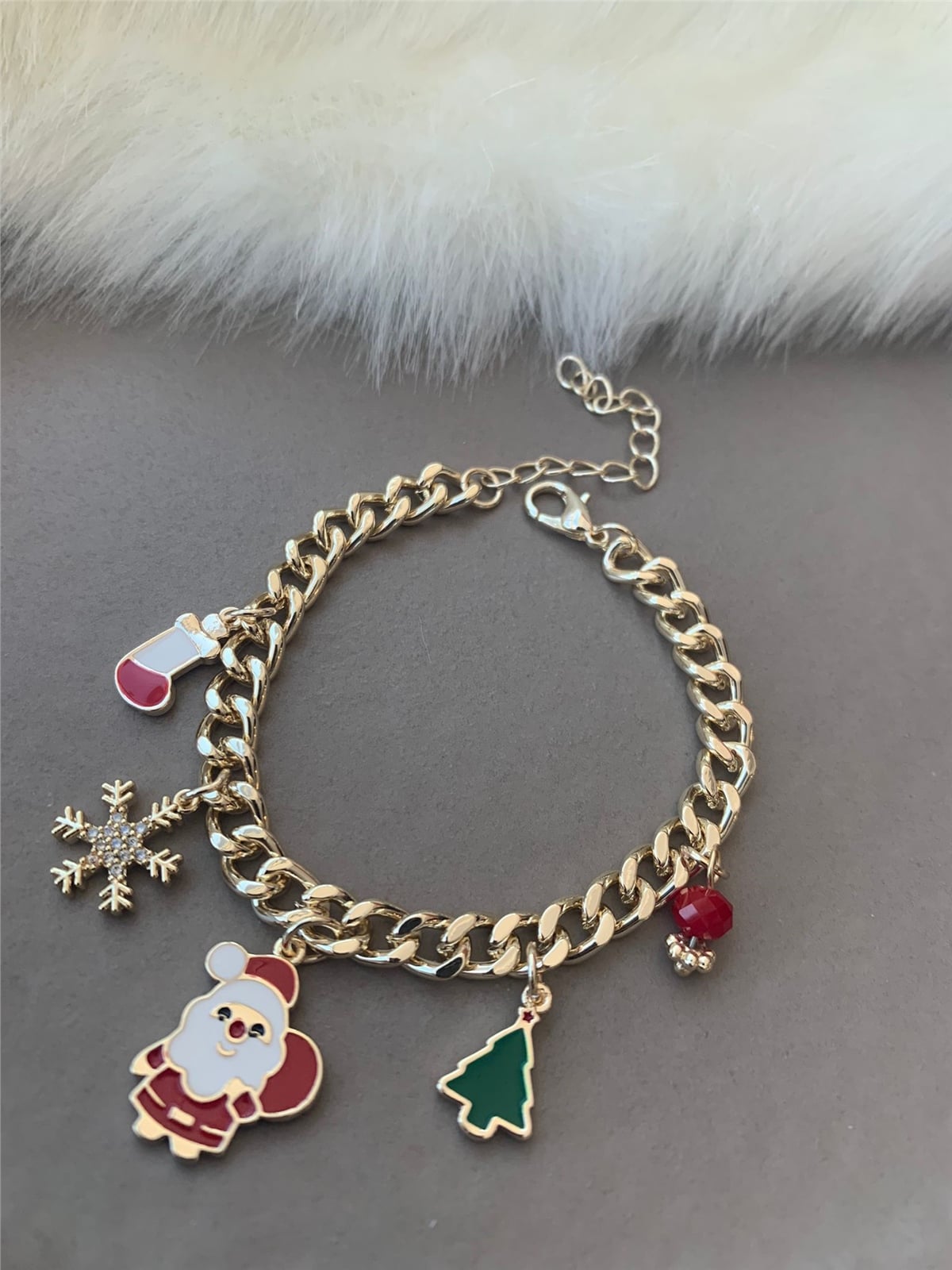 Yılbaşı Noel Baba Kar Tanesi Figürlü Charm Bileklik