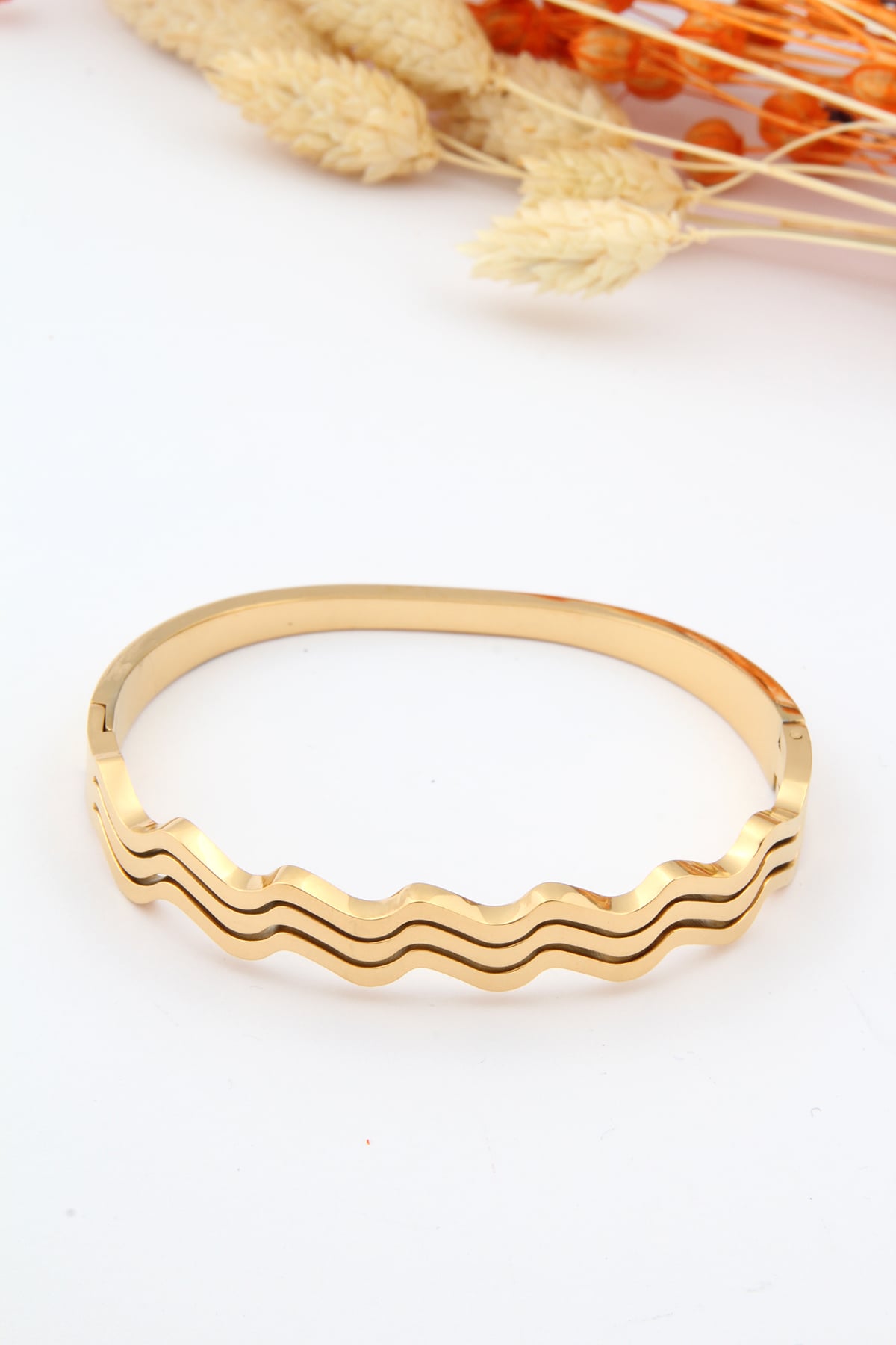 Zigzaglı Çelik Kelepçe Bileklik