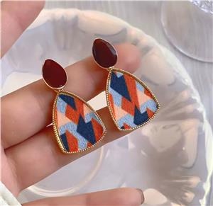 Bordo Desenli Kumaş Küpe