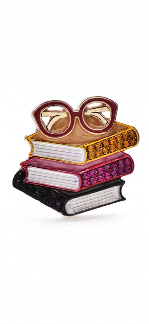 Gözlük ve Kitaplar Broş
