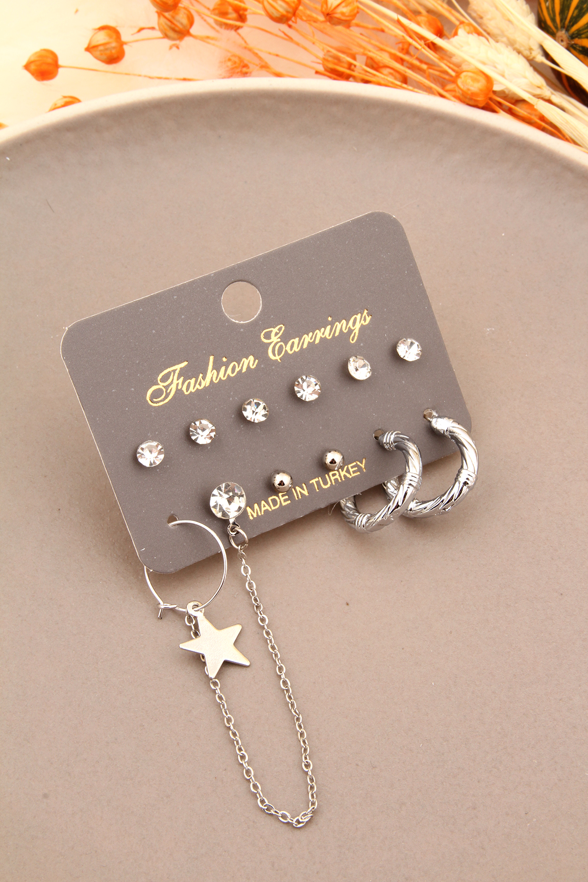 12 li Yıldızlı Küpe Seti