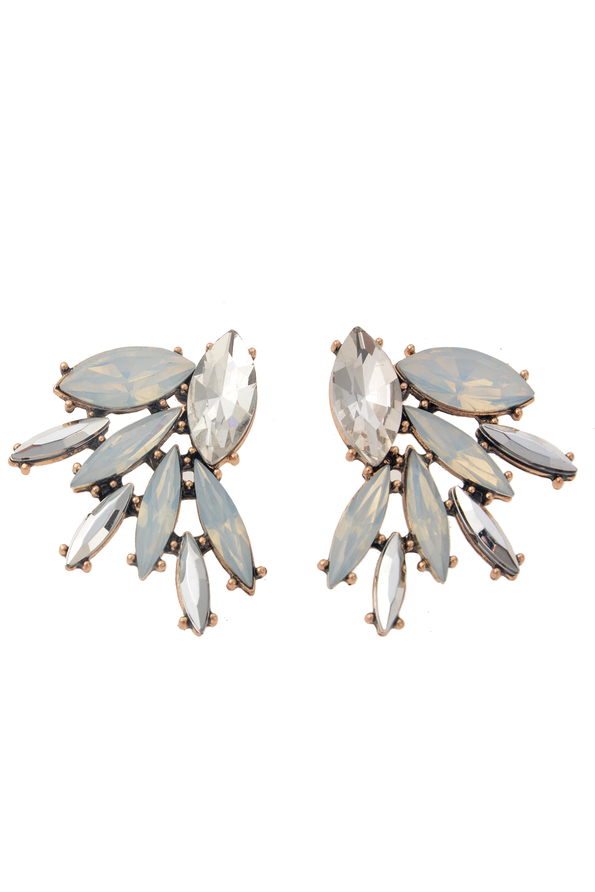 Beyaz Buğulu Taşlı Küpe