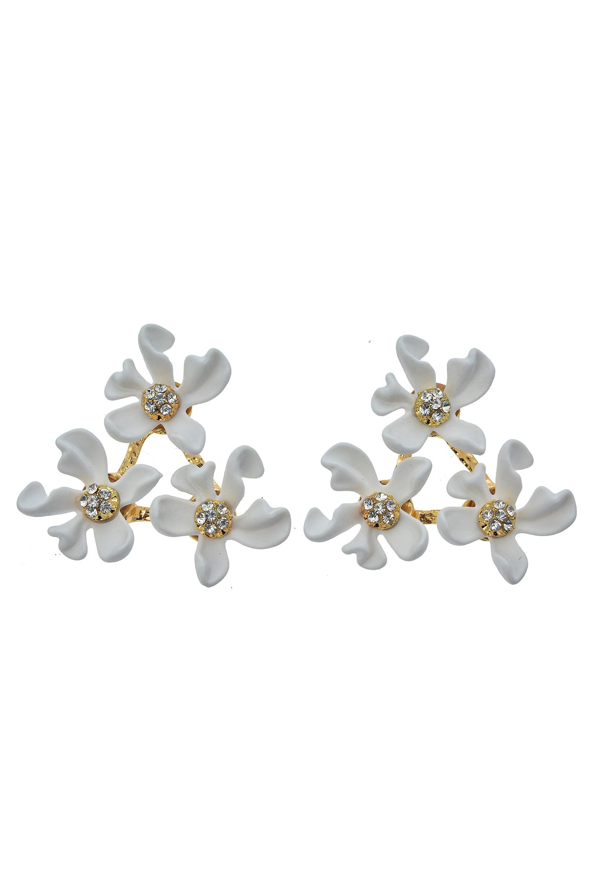 Beyaz Çiçekli Küpe