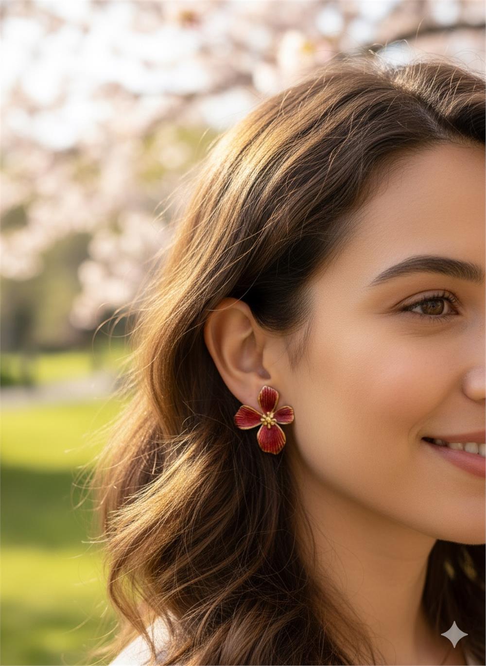 Bordo Çiçek Çelik Küpe