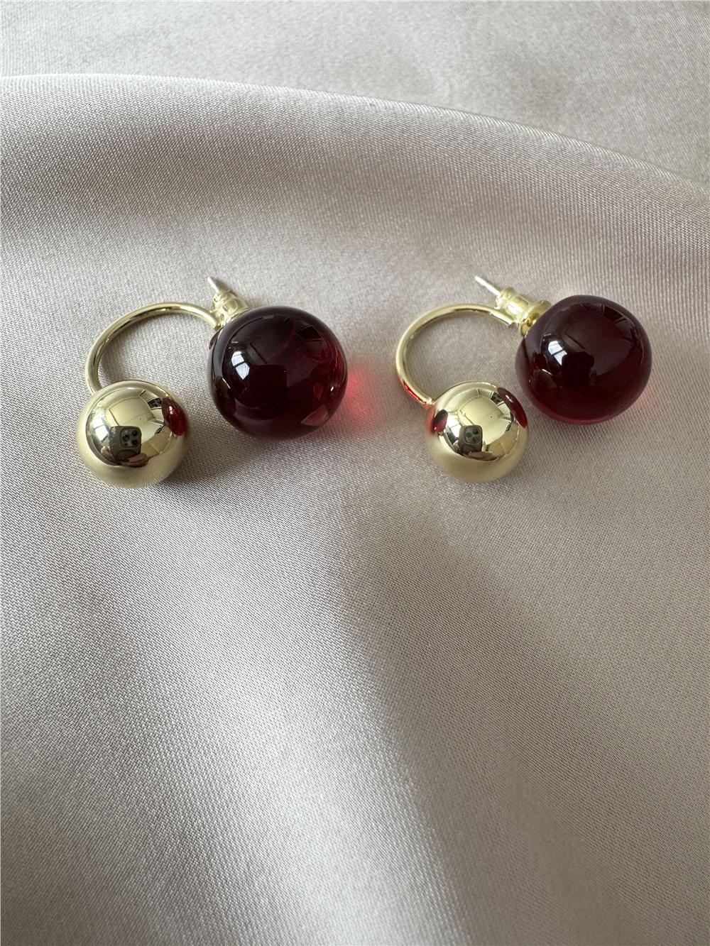 Bordo Şeffaf Taşlı Hayalet Küpe