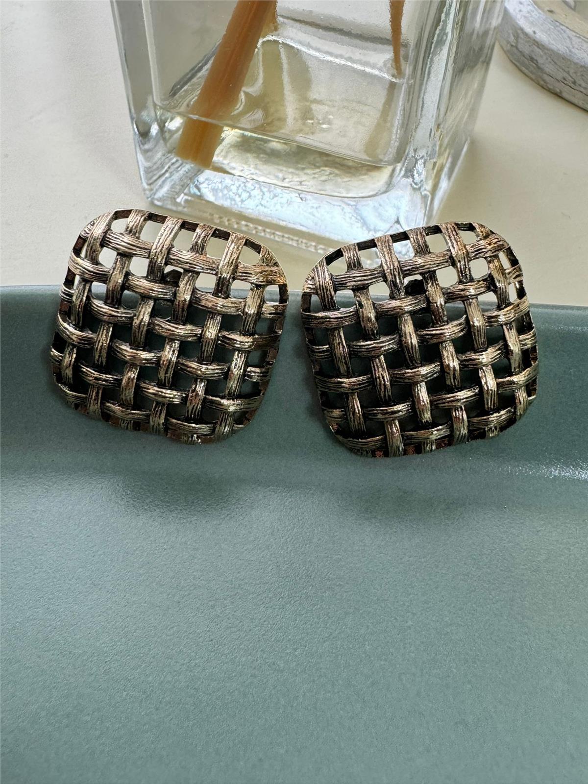 Bronz Kare Kafes Küpe