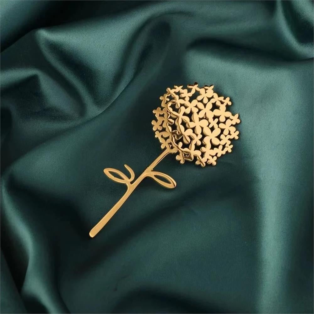 Çelik Puf Çiçeği Broş