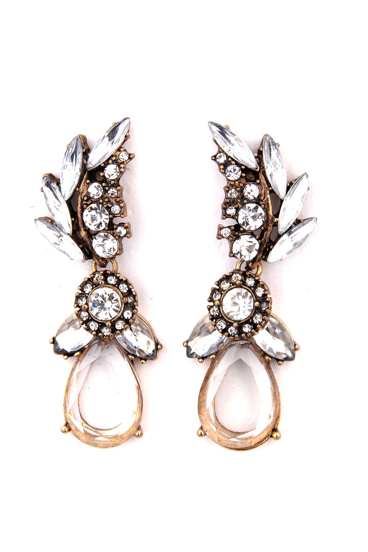 Damlalı Kristal Yaprak Küpe
