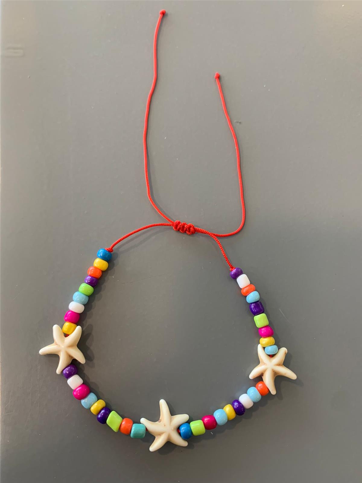 Deniz Yıldızlı Renkli Boncuklu Halhal