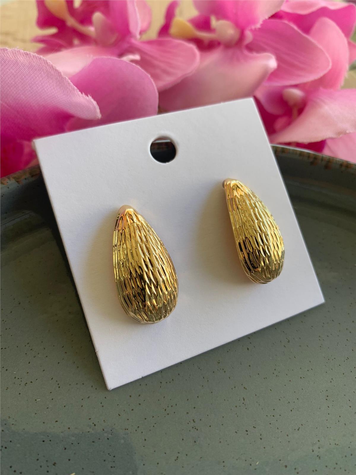 Dokulu Gold Damla Küpe