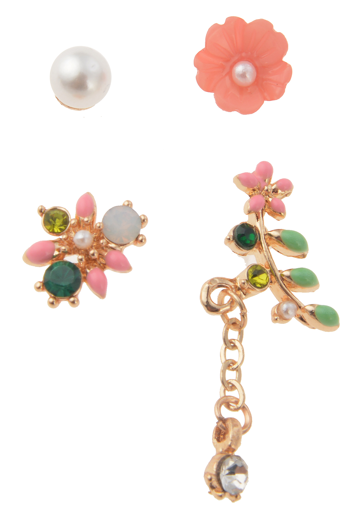 Dörtlü Mini Çiçek Küpe