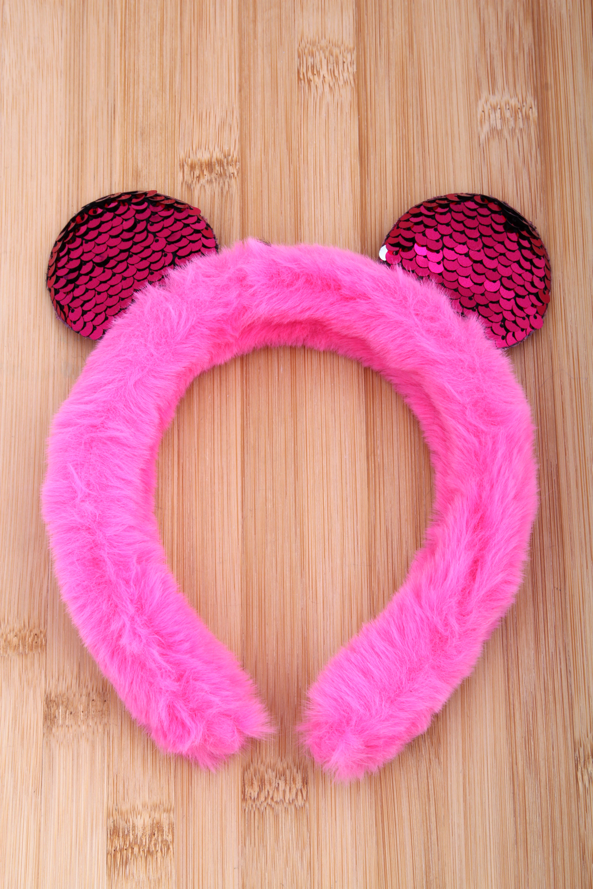 Fuşya Pullu Kürklü Panda Kız Çocuk Taç