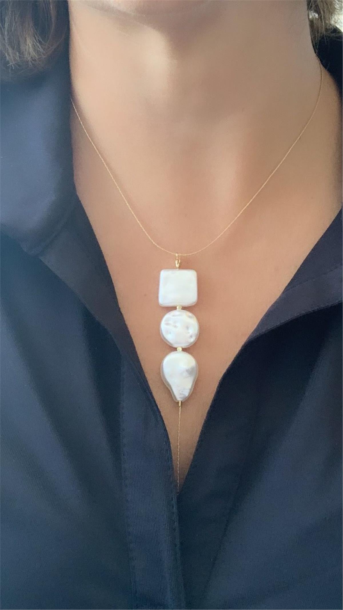 Geometrik İnci Sıralı Kolye