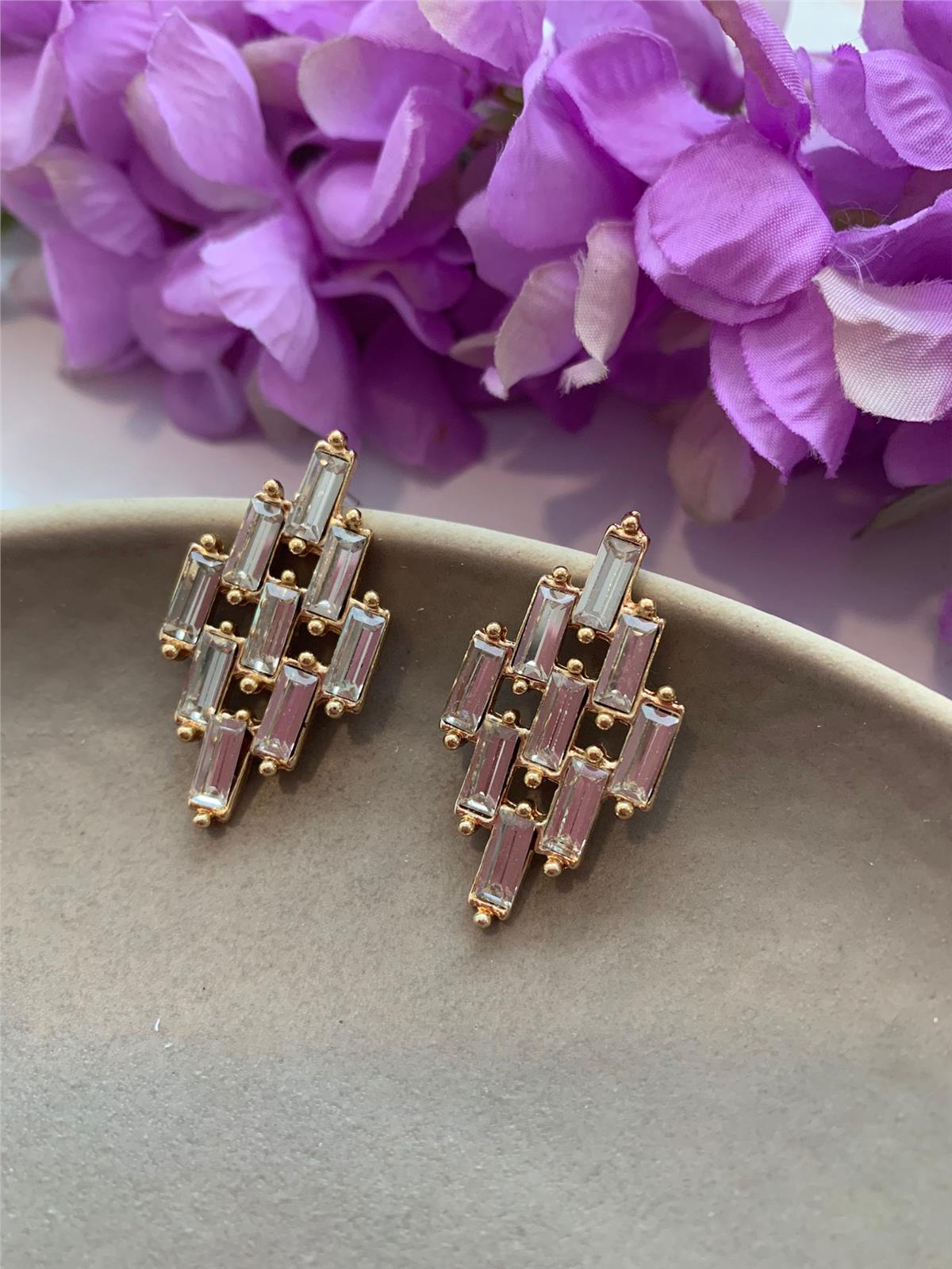 Gold Baget Kristalli Küpe