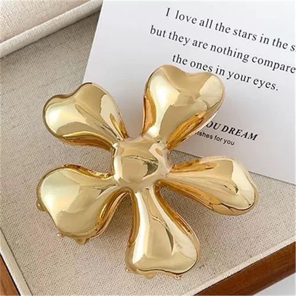 Gold Büyük Boy Çiçek Mandal Toka