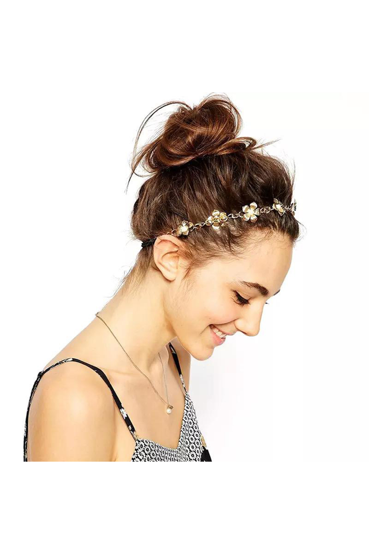 Gold Çiçekli Saç Bantı