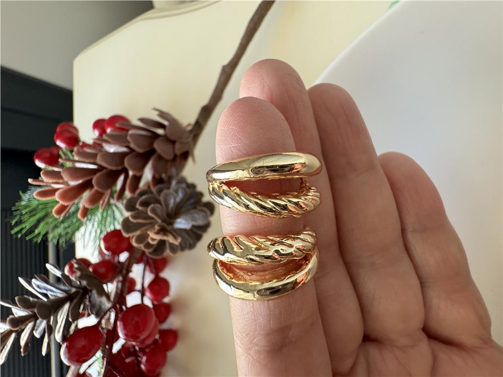 Gold Çiftli Halka Küpe