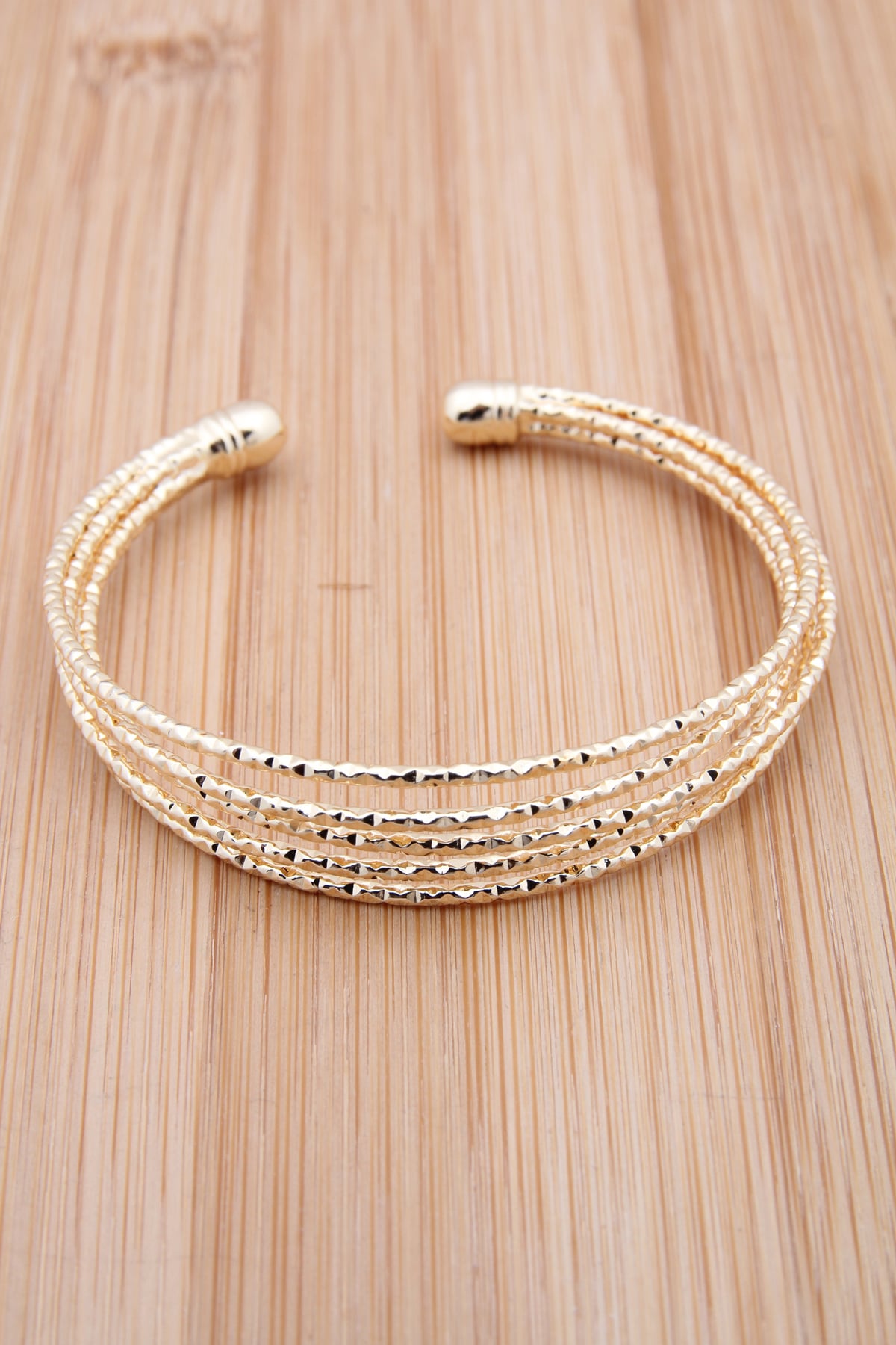 Gold Çoklu Sıralı Kelepçe Bileklik