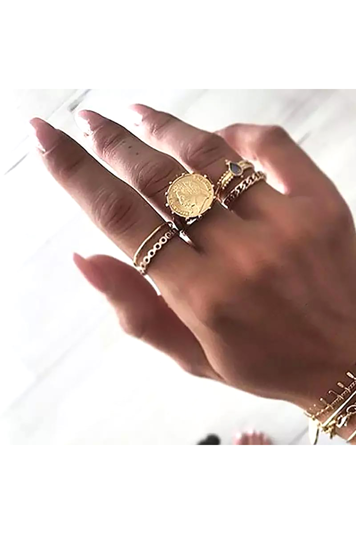 Gold Çoklu Yüzük Seti