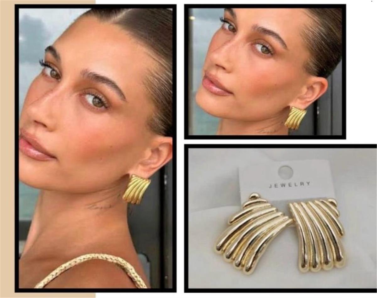 Gold Dikdörtgen Küpe